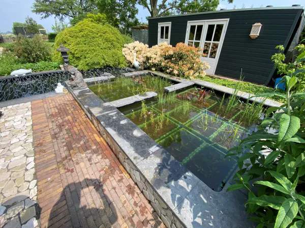 Helofytenfilter in kratten voor vijvers,  -  Van der Werf Waterplantenspecialist